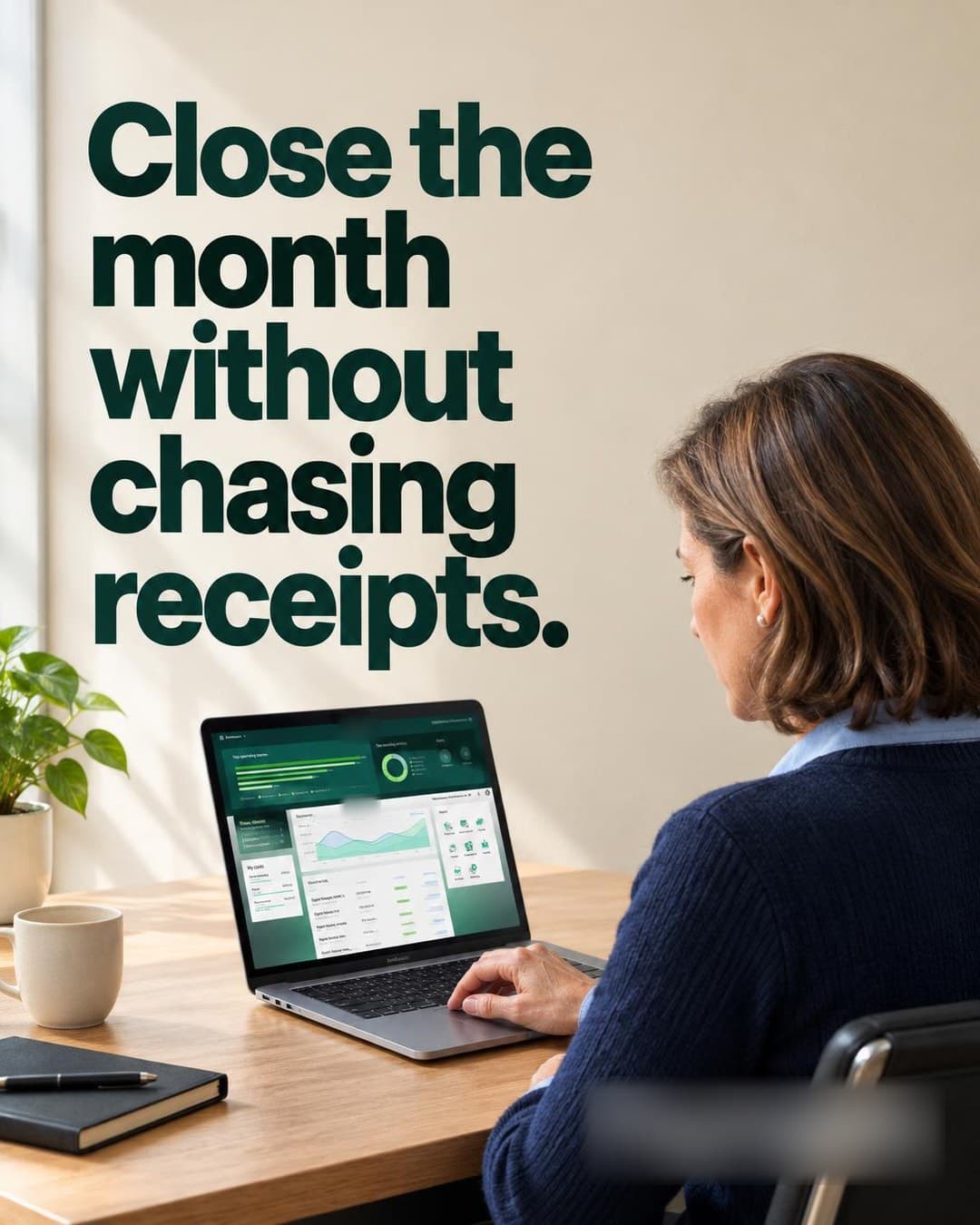 Ad creative, Feed · 4:5: "Close the month without chasing receipts"