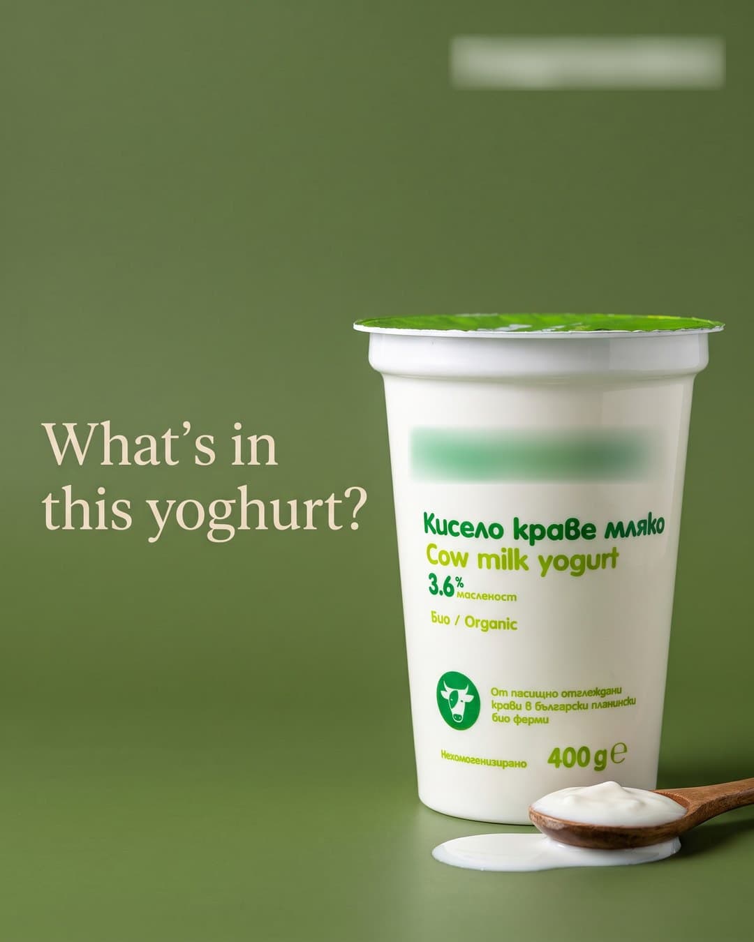 Ad creative, Feed · 4:5: "What's in this yoghurt?"